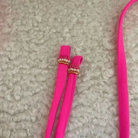 NWT Maaji Reversible Radiant Pink Parade Long Line Triangle Bikini Top